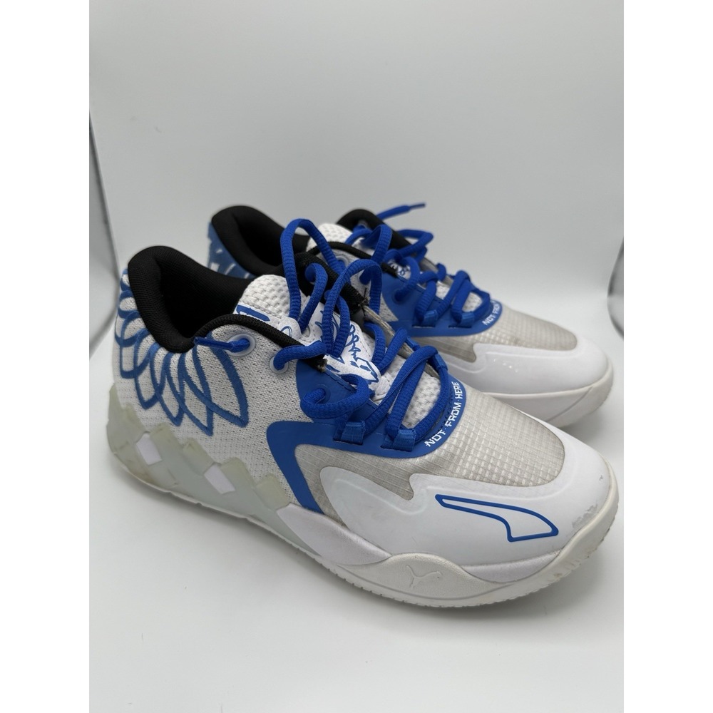 Kids' MB.01 Lo Jr "Team Colors" White Bluemazing Basketball Shoes 4.5